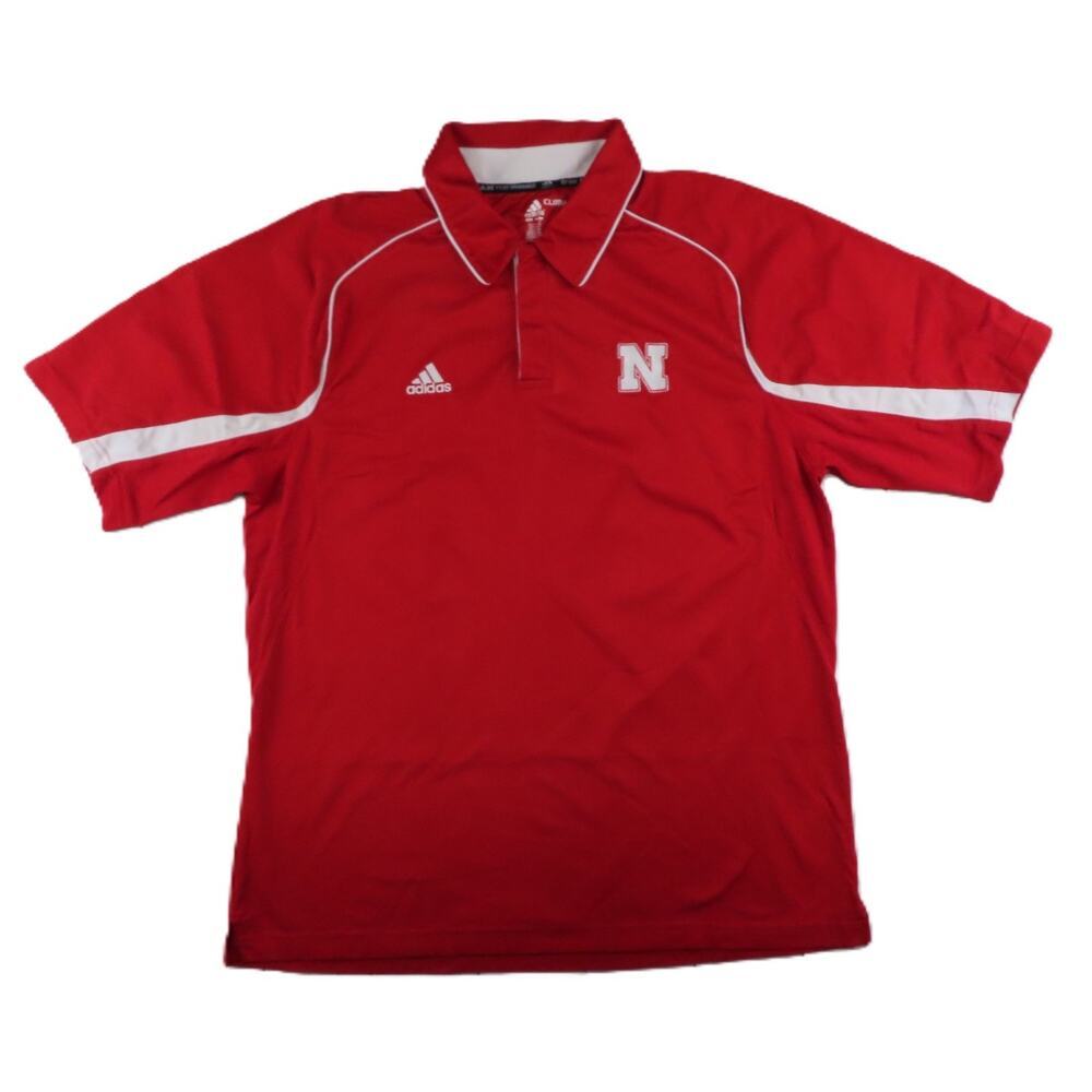 Nebraska Cornhuskers Adidas Polo Shirt Mens L Clima Cool Team Performance Golf
